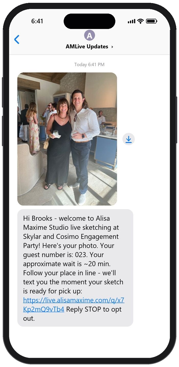 The welcome text with the guest's photo