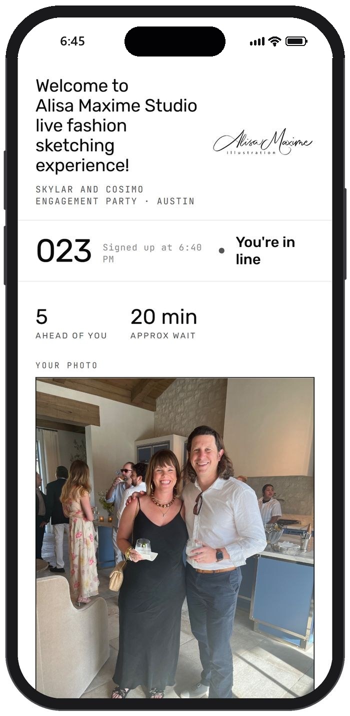 Their page showing their place in line