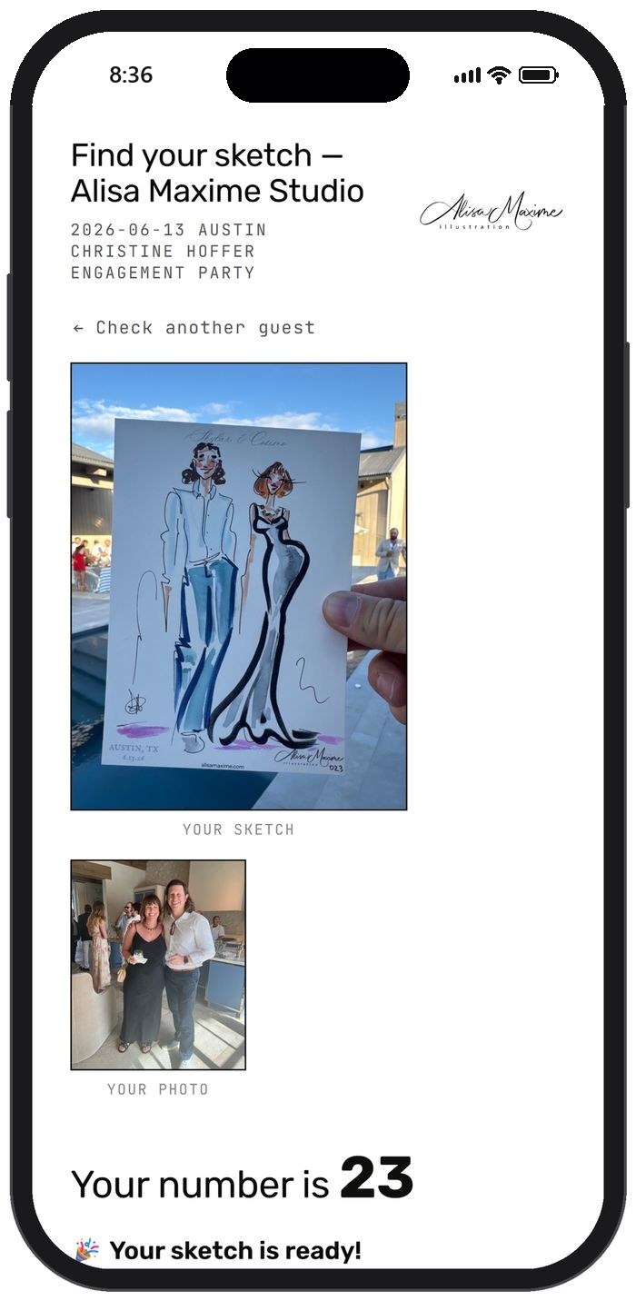 Finding a guest's sketch by name