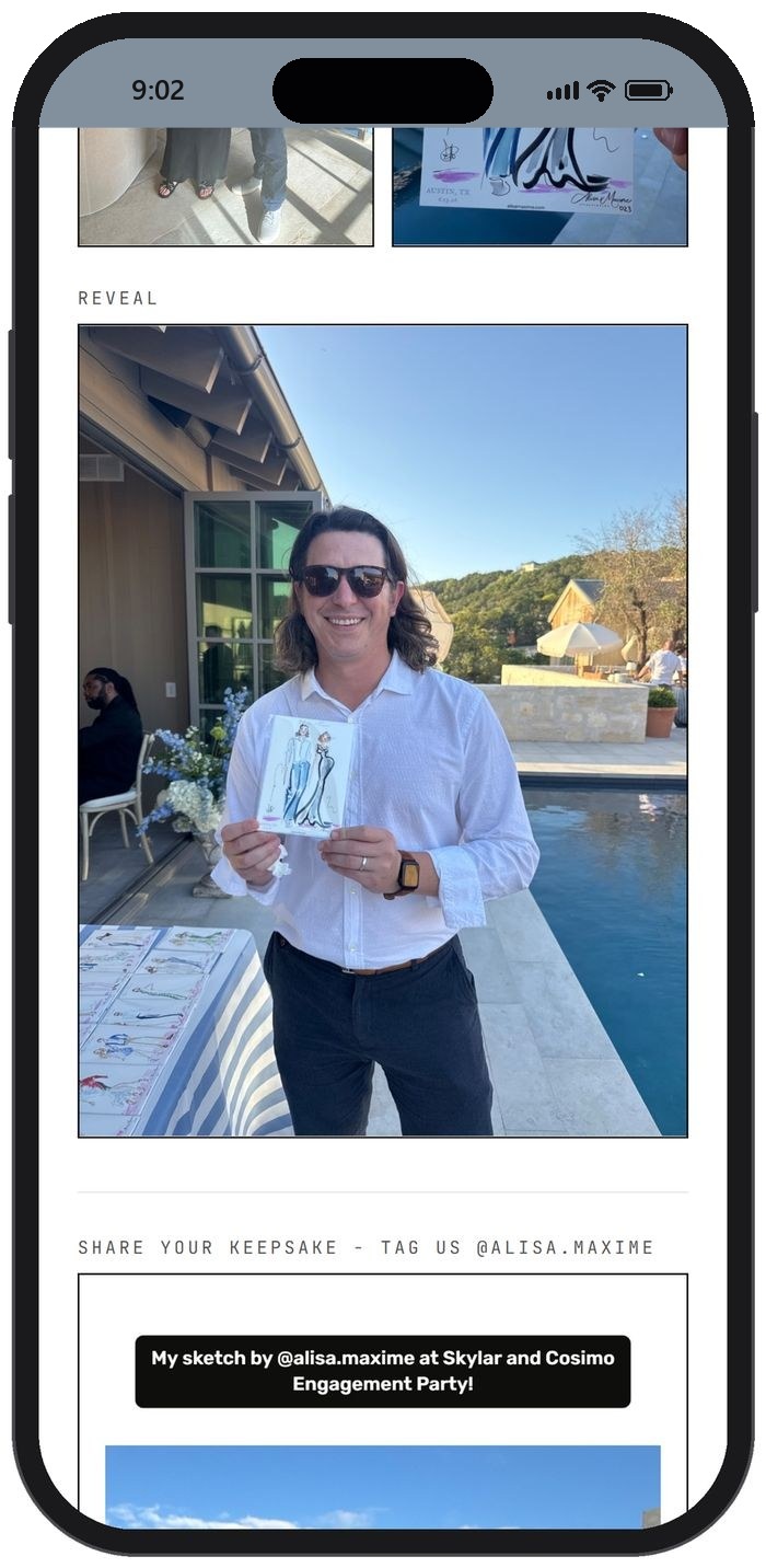 A guest's reveal photo on their page